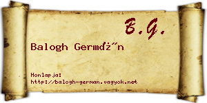 Balogh Germán névjegykártya